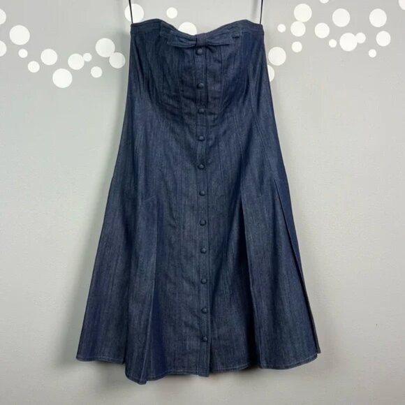 Byron Lars Beauty Mark Strapless Denim Corset Bustier Dress Size 4 - Picture 1 of 5